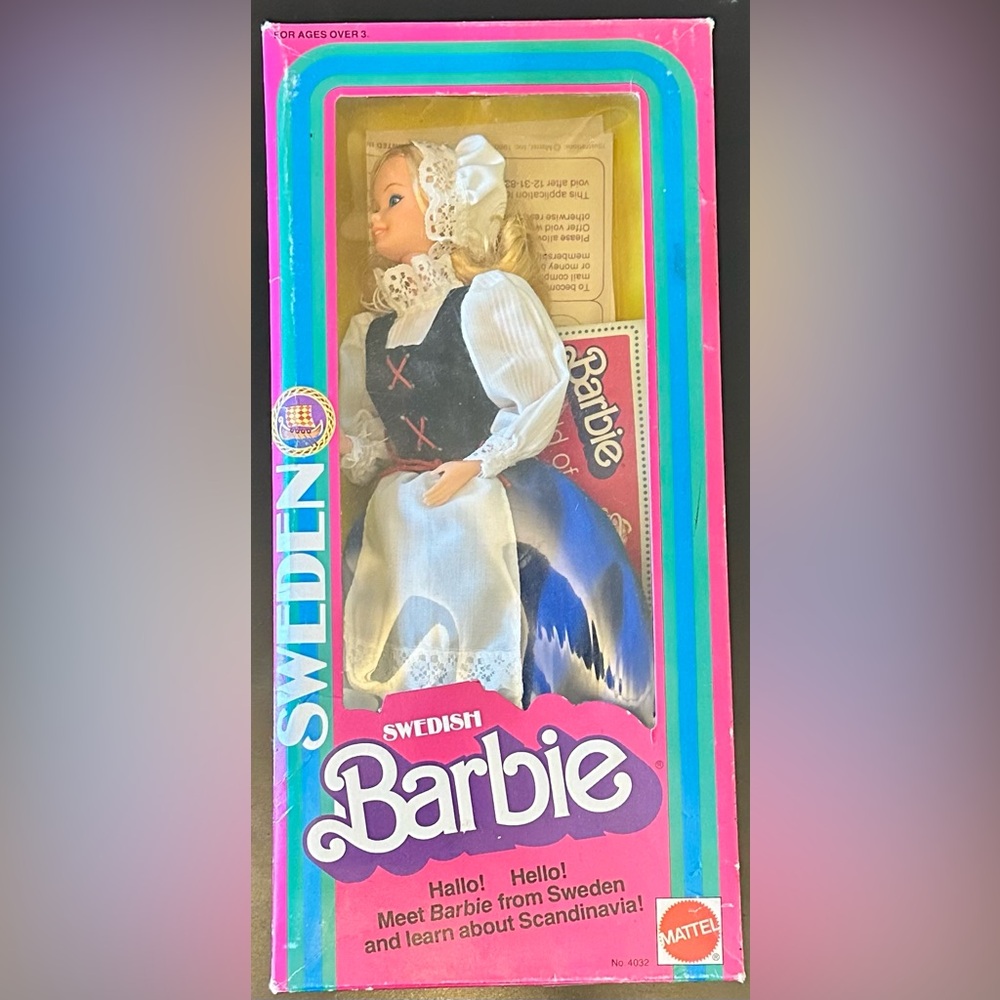 Vintage 1982 Mattel Swedish Barbie Doll #4032, from the “Dolls of the World”.